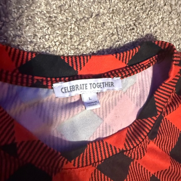 Red Buffalo Plaid Long Sleeve Holiday Dress Ruched Tie Sides Size Large - Picture 4 of 6